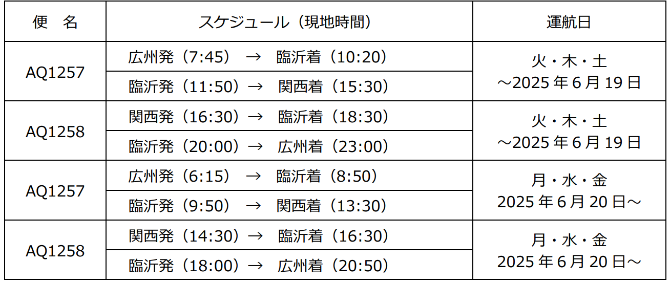 運航スケジュール / Schedule