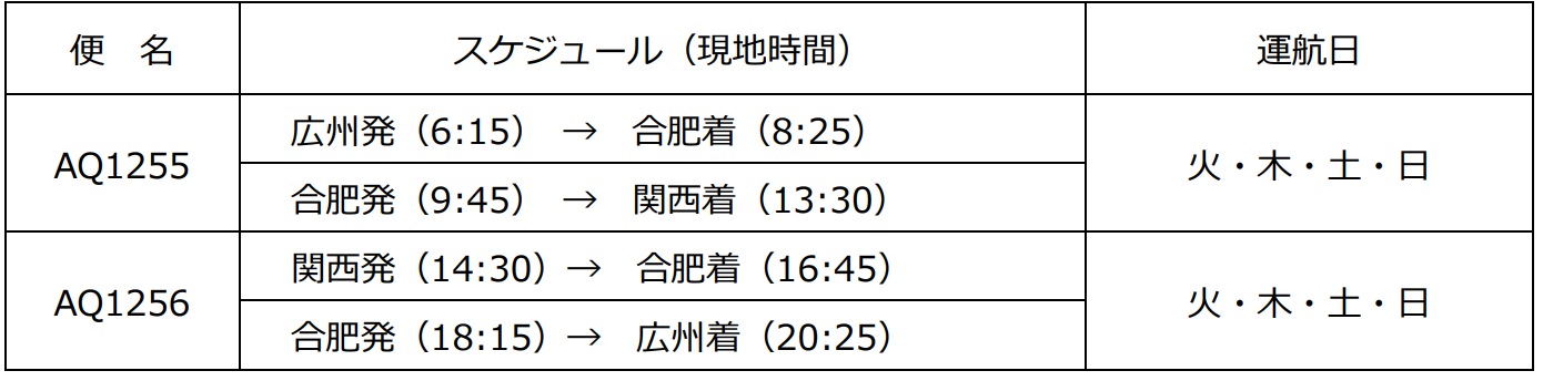 運航スケジュール / Schedule